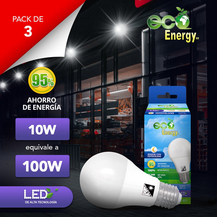 Pack de tres Focos LED con sensor de movimiento 10w