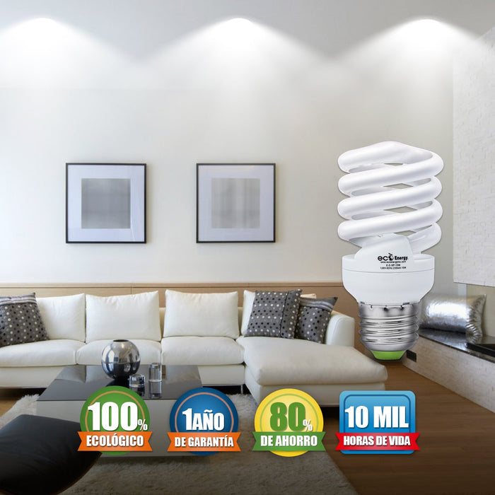 Foco Ahorrador de Espiral 15w | Luz blanca fría