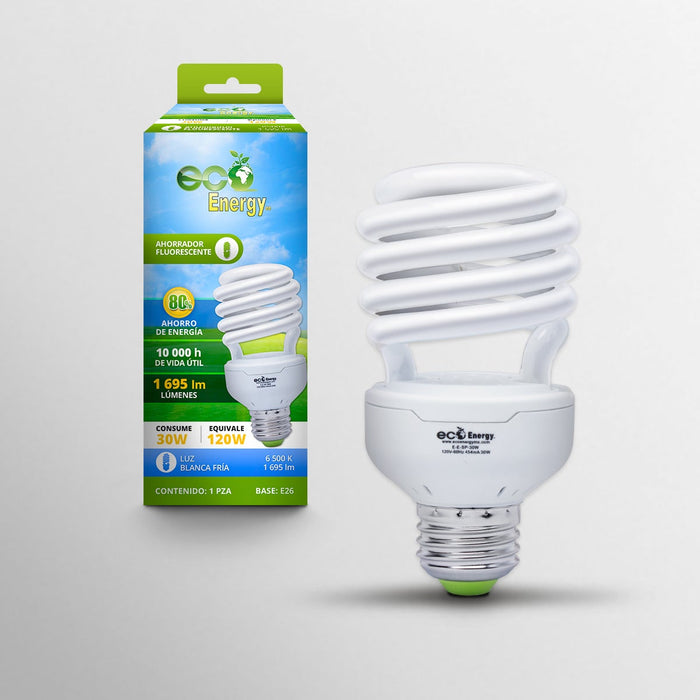 Foco Ahorrador de Espiral 30w | Luz blanca fría