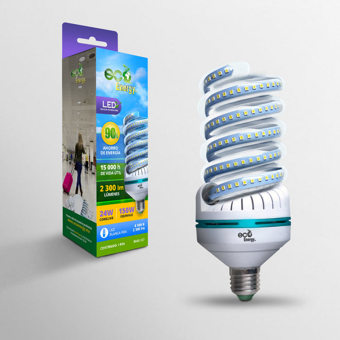 Foco Espiral LED 24w | Luz blanca fría