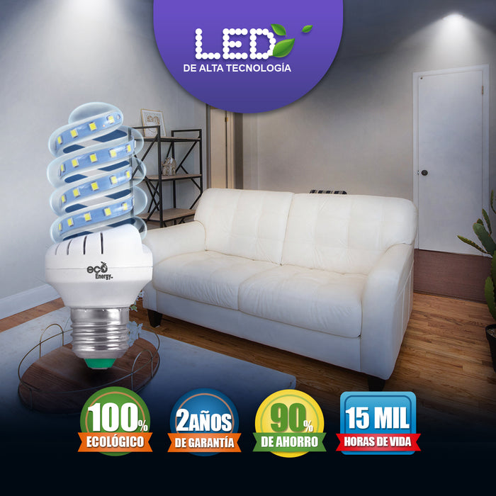 Pack de 10 Focos Espiral LED 9w | Luz blanca fría