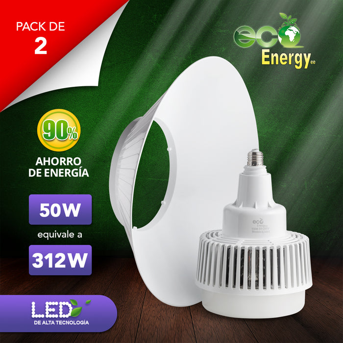 Pack de 2 Lámparas Industriales 50w equivalente a 312 W | Luz blanca fría