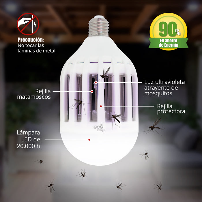 Pack de 2 Lámparas Matamosquitos 12.85w equivalente a 130w | Luz blanca fría