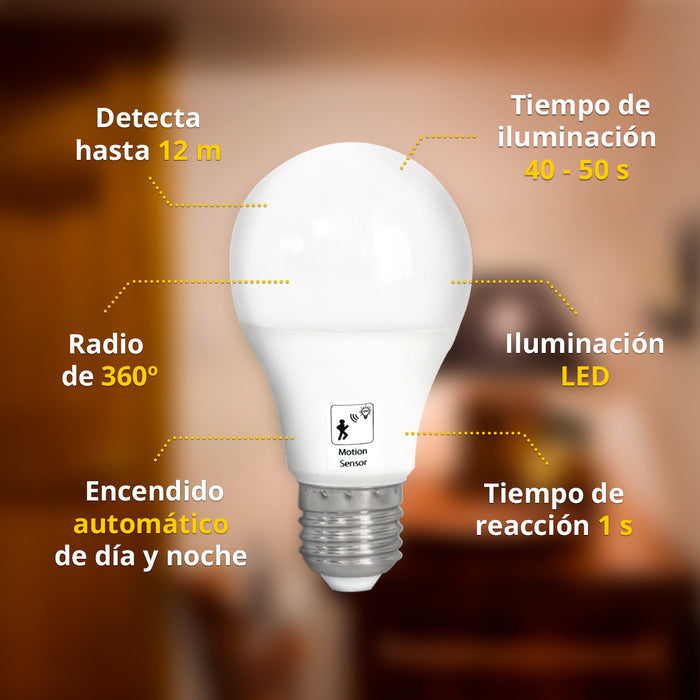 Pack de 3 Focos Sensor de Día y Noche 10w equivalente a 100w | Luz blanca fría