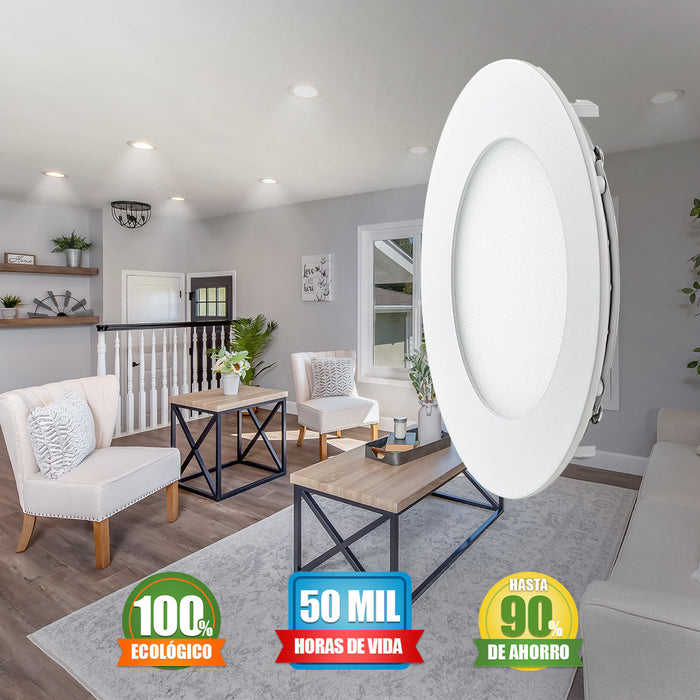 Pack de 10 Lámparas LED de plafón slim 3w | Luz Blanca